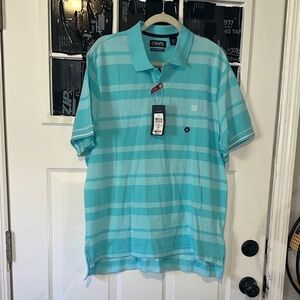 Chaps Men's Light Blue Striped Polo Shirt